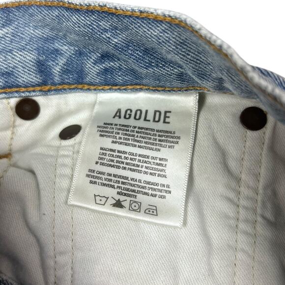 Agolde Criss Cross Jeans Blue Denim Asymmetric Straight Leg High Rise size 26 - Picture 9 of 10